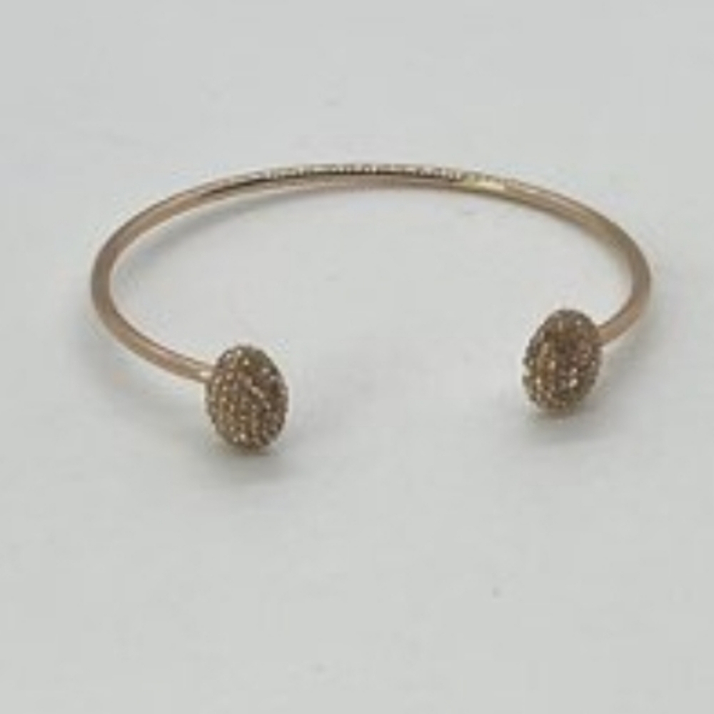 Shiny Rose Gold Circle Cuff Bracelet with shiny diamond rhinestone effect ends